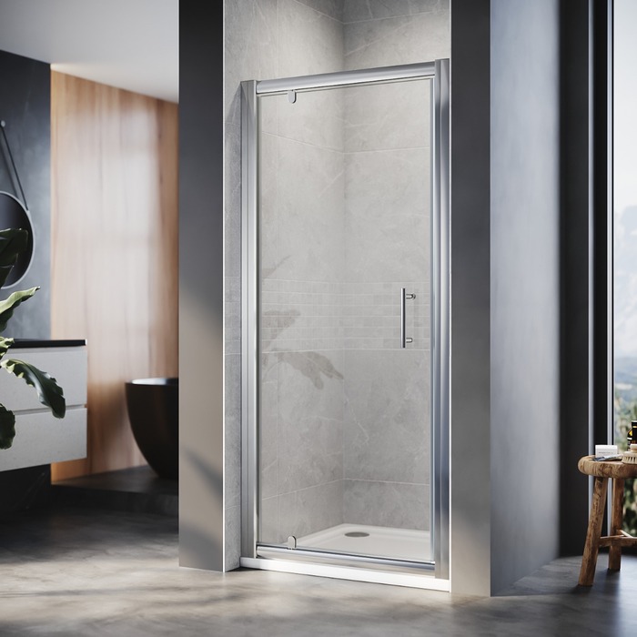 ELEGANT 860mm Framed Pivot Hinged Shower Door 6mm Tempered Glass Swing Door