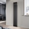 ELEGANT Black Vertical Radiator 1800x294mm Tall Upright Oval Column Single Panel Modern Central Heating