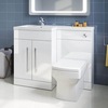 ELEGANT 1100mm Left Hand High Gloss White Vanity Unit & Back to Wall Toilet Unit with Square Toilet & Basin