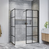 ELEGANT 1200X900x1850mm Walk in Wet Room Shower Enclosure Shower Screen Panel Matt black