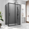 ELEGANT 1200 x 700mm Black Sliding Shower Door With Side Panel 8mm Easy Clean Nano Glass Shower Enclosure