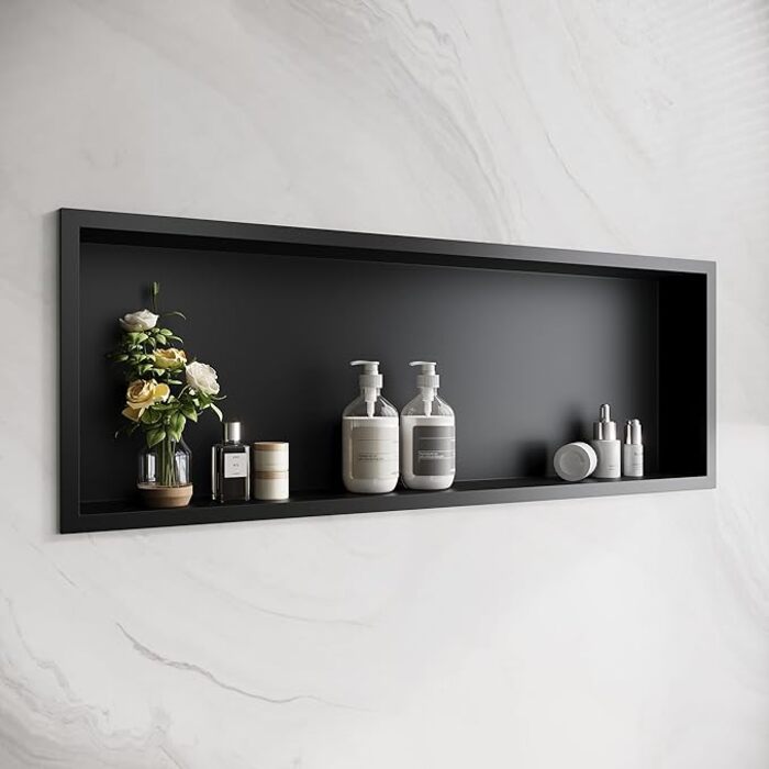 ELEGANT Stainless Steel Shower Niche 90 x 30cm, Black