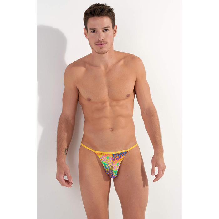 HOM FUNKY STYLE Tanga Brief - Yellow Print
