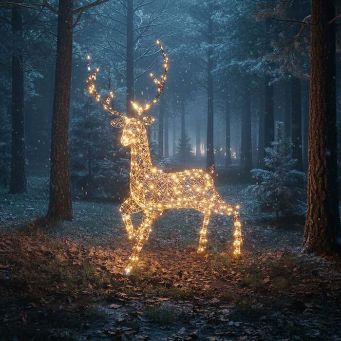 Christmas Reindeer Light - 2M Brown Weave Light Up Grand Stag with 350 White LEDs