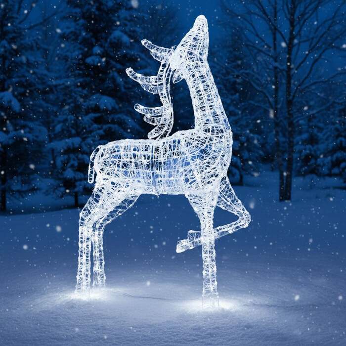 Christmas Reindeer Light - 2M Soft Acrylic Light Up Elegant Stag with 440 White LEDs