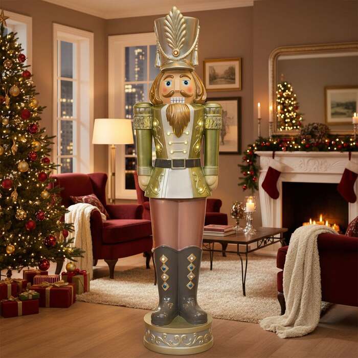 5. 5ft Large Traditional Christmas Nutcracker Soldier - Metallic Pastel Colours LED Lights