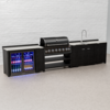Draco Grills Teak Carbon Line Modular Outdoor Kitchen 6 Burner Black Stainless Steel Barbecue with Double Fridge, Sink and Cupboard, Mid February 2026