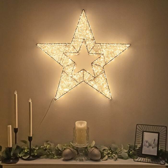 Pre-Lit Christmas Gold Lit Star 57cm with 6000 Warm White LED Micro-lights