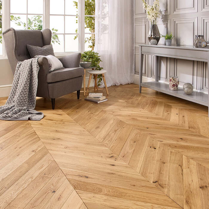 Lusso Palermo Lustrous Oak Chevron Engineered Flooring