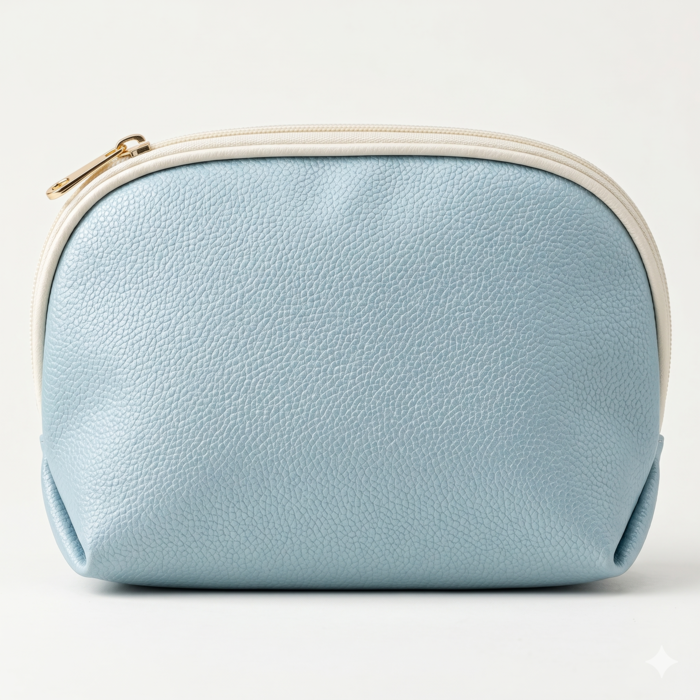 Bags Unlimited Shimmer Small Zip Pouch with Stylish Metallic Finish-Blue White