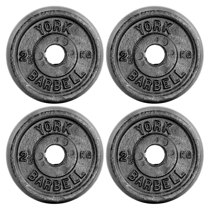 York 4 x 2. 5kg Black Cast Iron 1Inch Plates