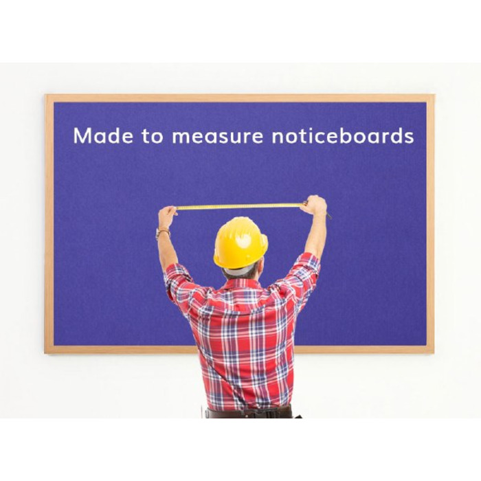Made to Measure Felt Noticeboard Up to 1200x900mm Blue Fabric Oak Frame