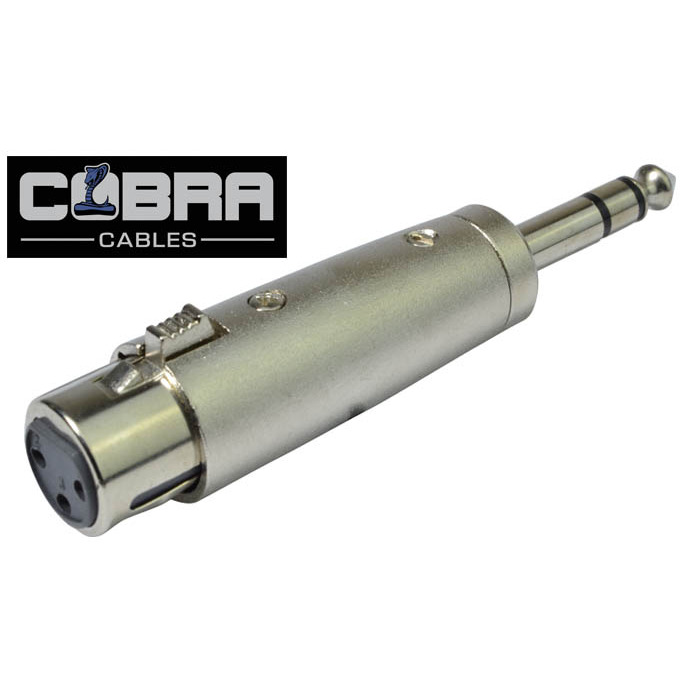 XLR Female to 1/4" 6. 35mm Jack Plug Adapter - Stereo Plug TRS