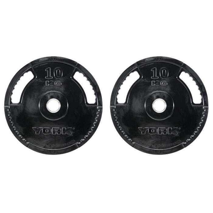 York 2 x 10kg G2 Rubber Thin Line Olympic Weight Plates