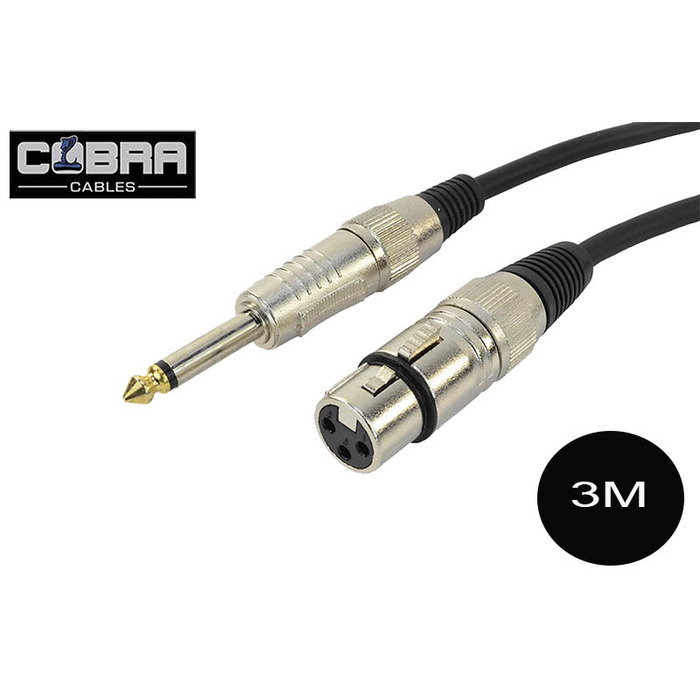 XLR Female to 1/4" (6. 35mm) Mono Jack Leads - 3M Soft Flexible Cable