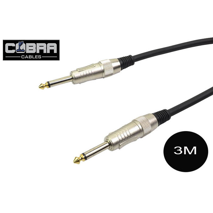 1/4" (6. 35mm) Mono Jack to Jack Cable Black 3m