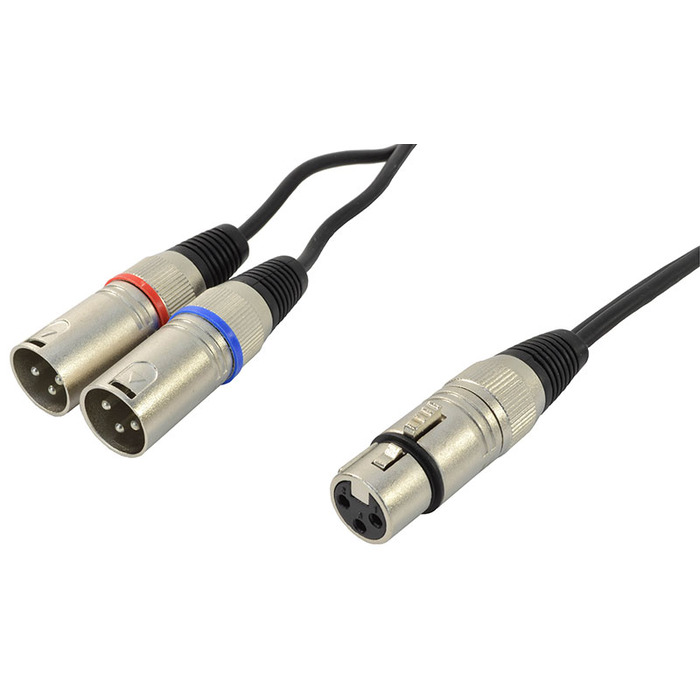 XLR Female To Two XLR Male Splitter Cable - Lead Length 1. 5m