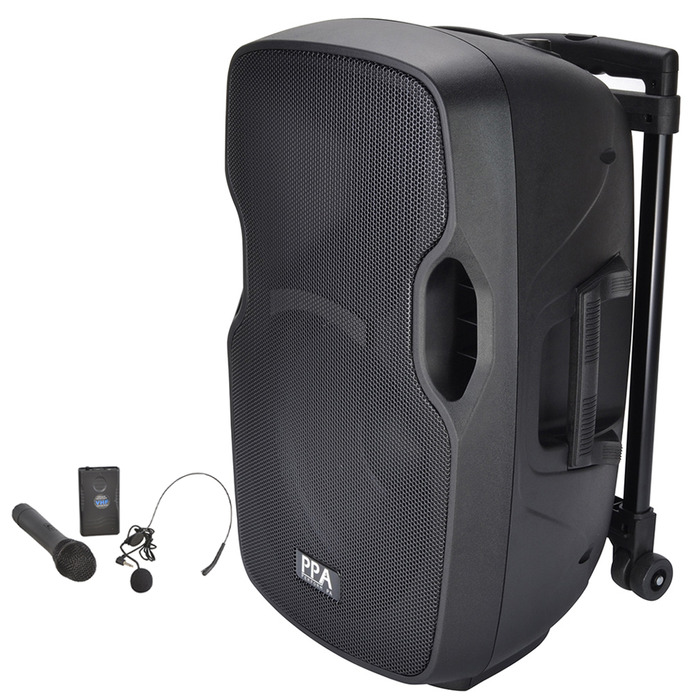12" Portable PA Speaker Battery Powered with Radio Mic and Bluetooth