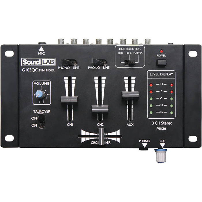 DJ Mixer with Cross-fader - 3 Music Channels & Mic