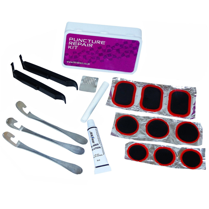 BTR Bicycle Tyre Puncture Repair Kit Plus Steel Tyre Levers x 3