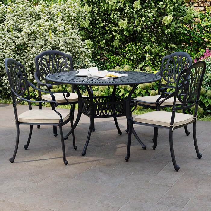 Garden Cast Aluminium 4 Seater Outdoor Dining Set