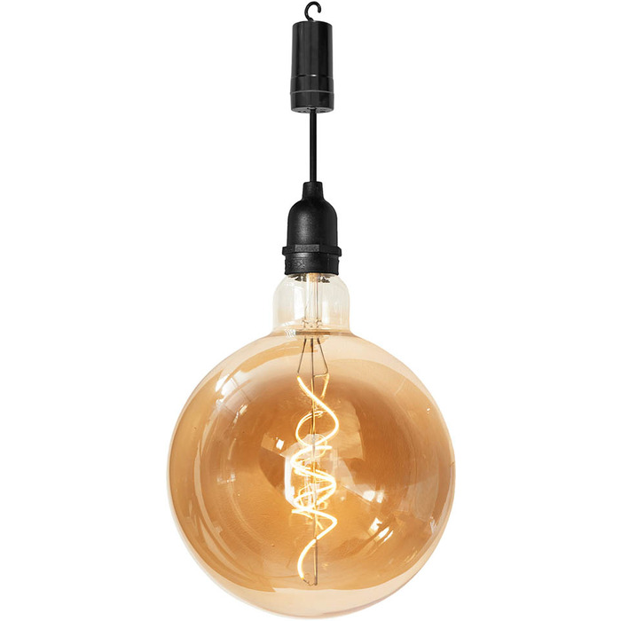 Bronze Globe Pendulum Hanging Light - Battery Powered with Timer