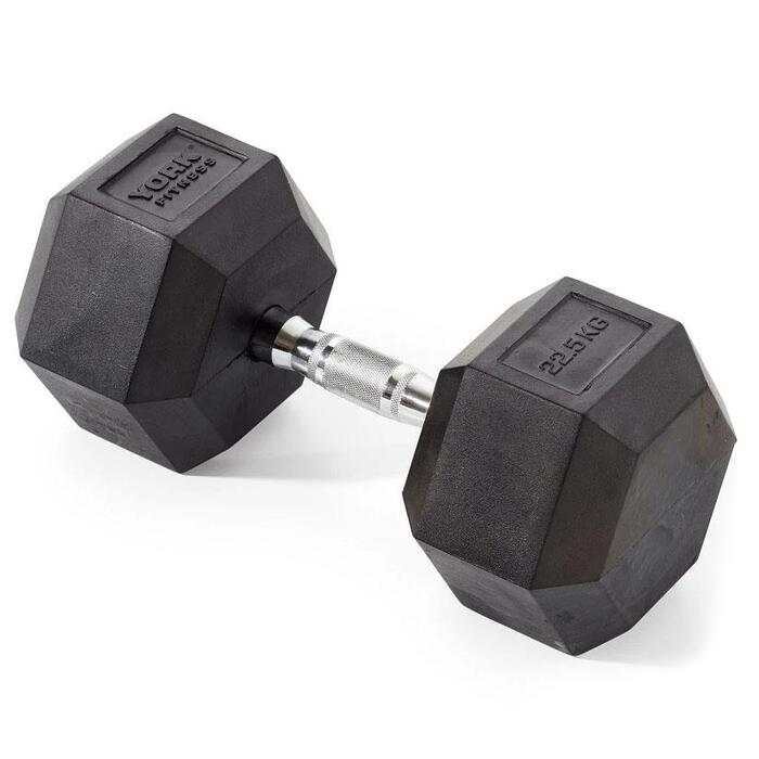 York Fitness 22. 5kg Rubber Hex Dumbbell