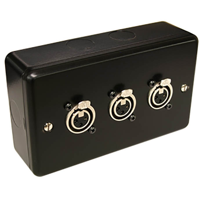 3 Way XLR 3 Pin Plate with Surface Mount Box - Female
