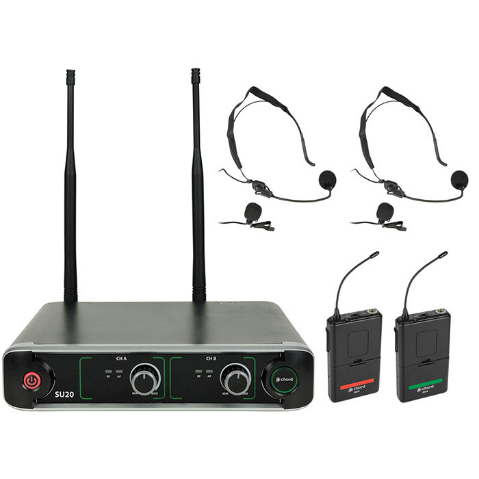 Dual UHF Belt pack Microphone System with Receiver- 863. 42 & 864. 3MHz