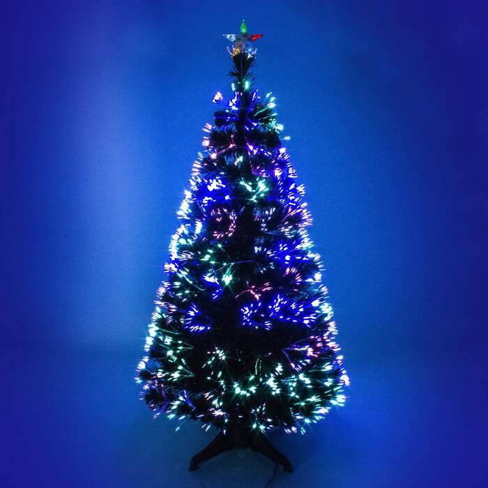 Green Fibre Optic Christmas Tree 2ft to 6ft with Multicoloured Fibre Optic Lights, 4ft / 1. 2m