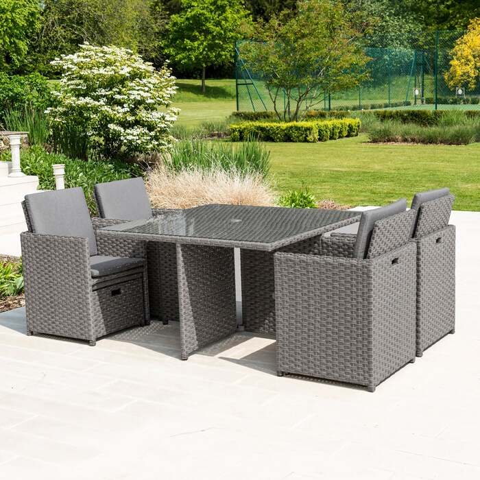 Bracken Outdoors Dakota Grand 4 - 8 Seater Rattan Garden Cube Set -Grey