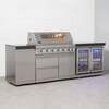 Draco Grills 6 Burner BBQ Modular Outdoor Kitchen with Gas Bottle Cabinet and Double Fridge, Without Granite Side Panels