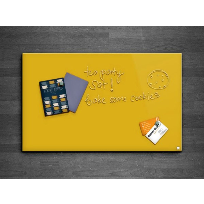 Casca Magnetic Glass Writing Board 1000 x 800mm, Yellow Yuzu