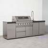 Draco Grills 6 Burner BBQ Modular Outdoor Kitchen with Gas Bottle Cabinet and Sink, Without Granite Side Panels