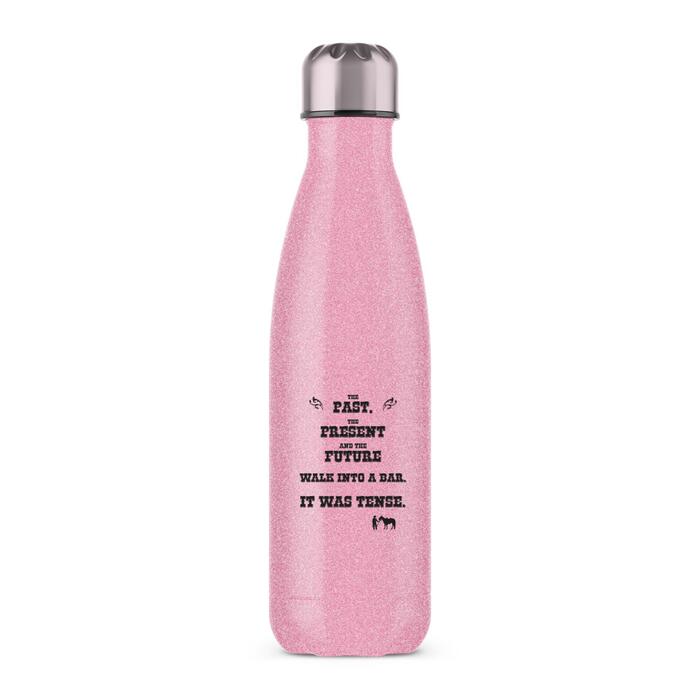 The Past, The Present & The Future Water Bottle - Pink Glitter, One