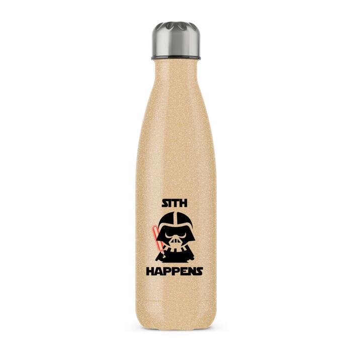 Sith Happens Water Bottle - Gold Glitter, One