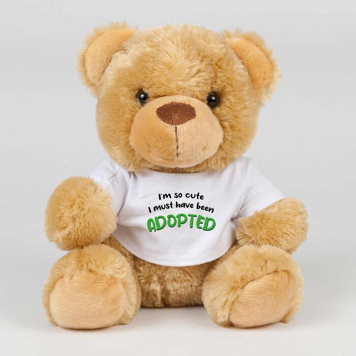 So Cute I'm Adopted Swear Bear - Brown, Small