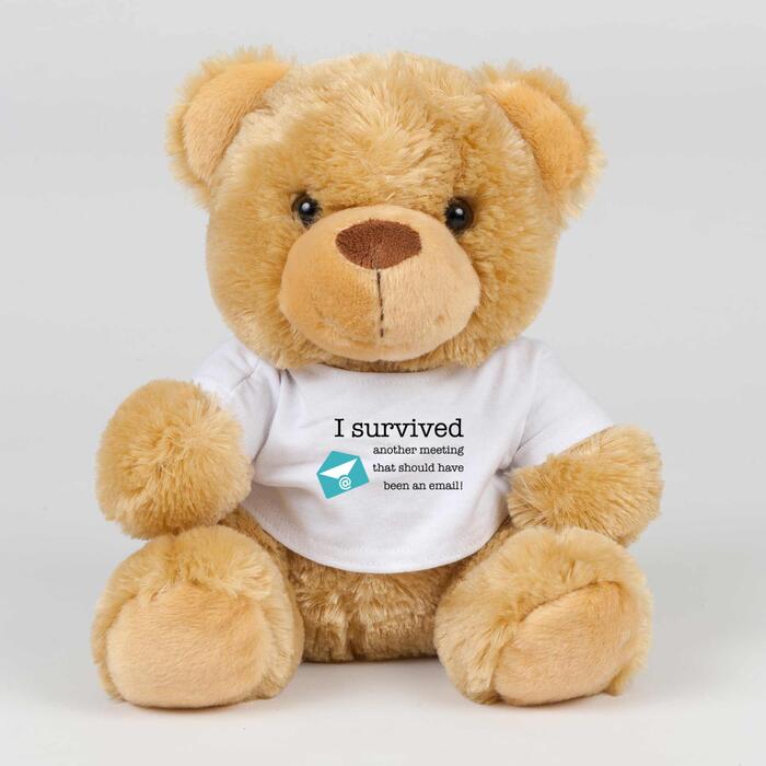 I Survived Another Meeting Swear Bear - Brown, Small