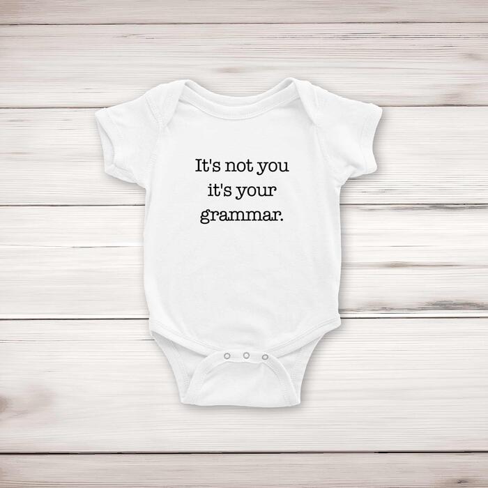 It's Not You It's Your Grammar Babygrow - White, 3-6 Months