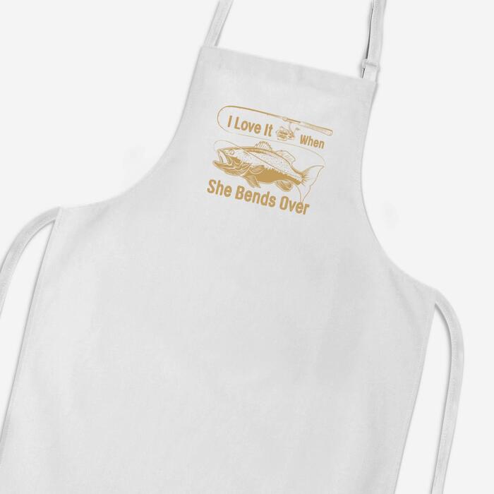 I Love It When She Bends Over Apron - White, One