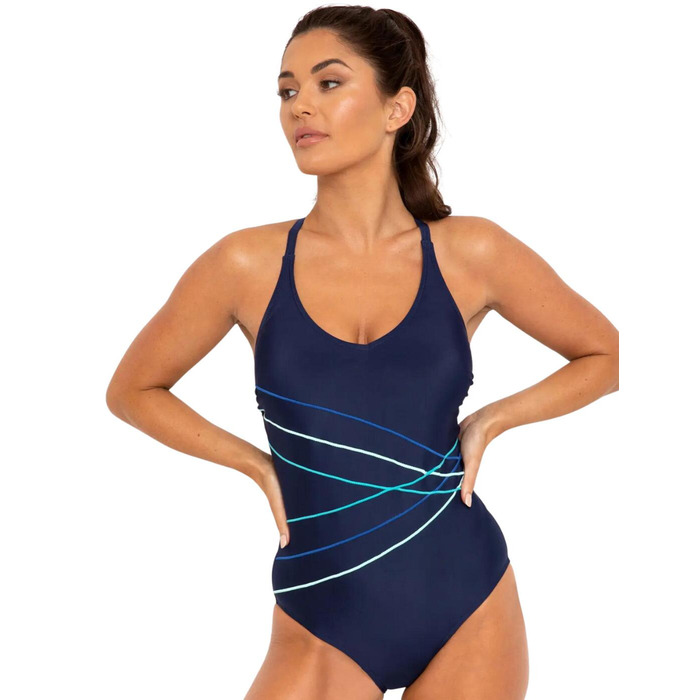 Pour Moi Energy V-Neck Swimsuit - Black/Lime - XS - 8