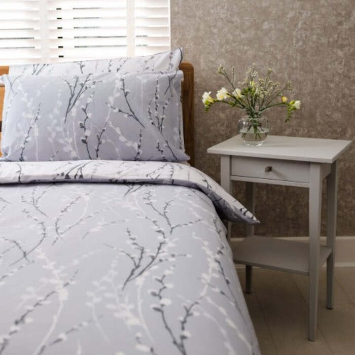 100% Cotton Grey & White Extra Large Single Duvet Cover Set