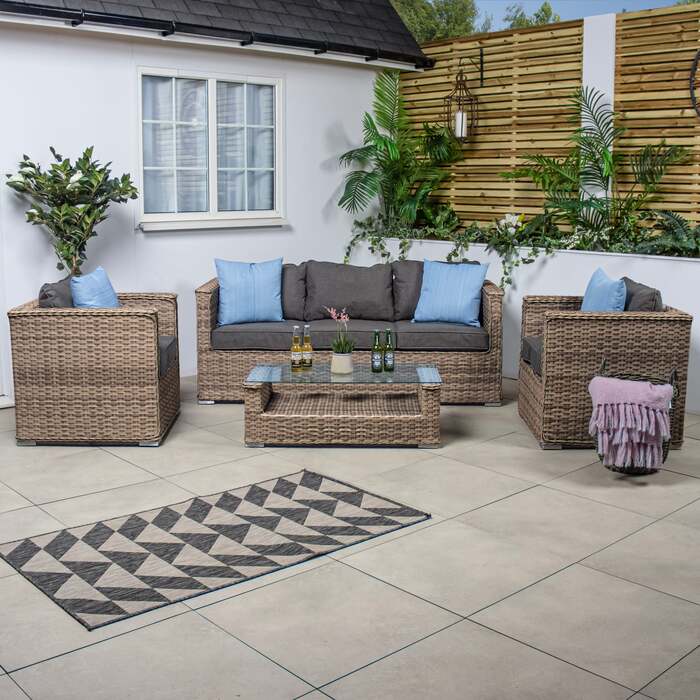 Bracken Outdoors Madrid Brown 3 Seat Sofa Lounge Garden Furniture Set with Coffee Table