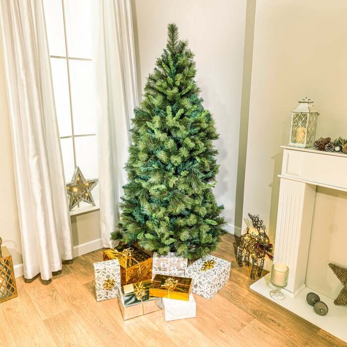 6ft - 7ft Slim Amsterdam Pine Artificial Christmas Tree, 6ft
