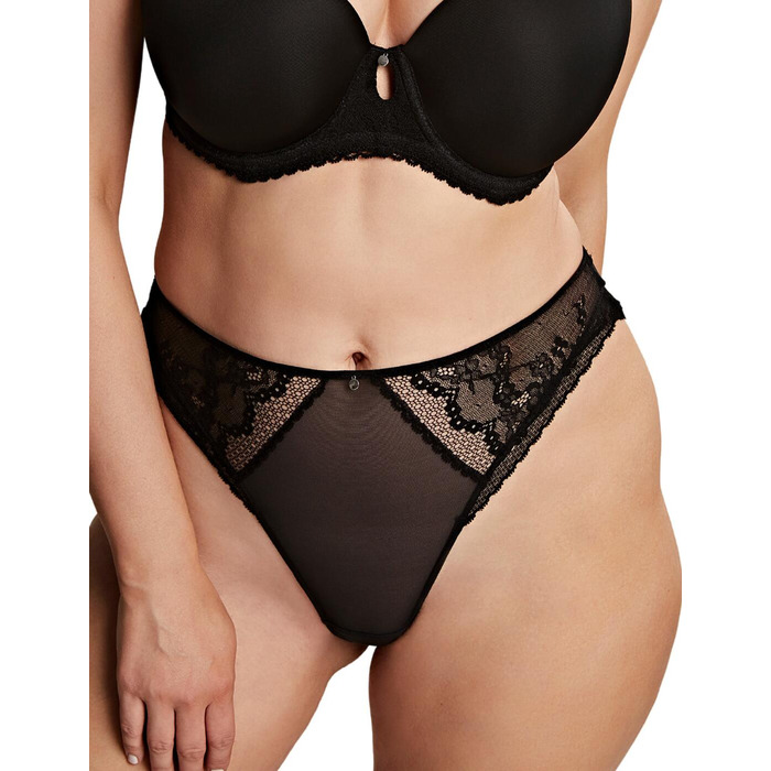 Cleo by Panache Alexis High Waist High Leg Brazilian Brief - Black - XS - 8