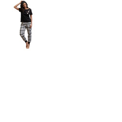 Pour Moi Cosy Check Trouser and Jersey T Shirt Pyjama Set