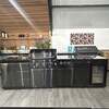Ex Display Draco Grills 4 Burner Black Stainless Steel Outdoor Kitchen with Sear Station, Single Fridge and Bin Cabinet