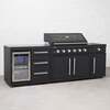 Draco Grills Fusion 6 Burner Black Outdoor Kitchen with Modular Side Burner and Single Fridge, End of January 2026