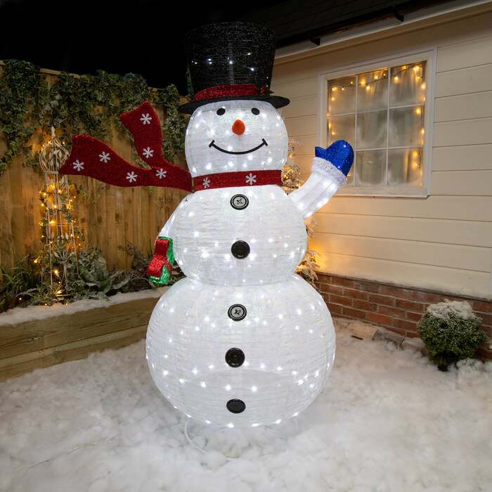Christmas Snowman Lights - 1. 8M Pop-Up Outdoor Light Up Snowmen with 200 White Twinkling LEDs