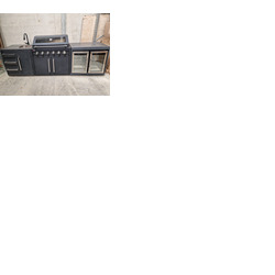 Ex Display Draco Grills Fusion 6 Burner Black Outdoor Kitchen with Double Fridge and Sink Unit